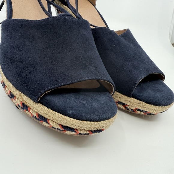 NEW‎ CABI ISLA SUEDE WEDGE ESPADRILLE AZTEC WOMEN 10 Ankle Tassel Nautical 6001 - Picture 11 of 16